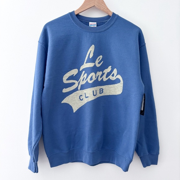 Junk Food Le Sports Club Retro Crewneck Sweatshirt in Indigo Blue Size Small NWT - Picture 2 of 6